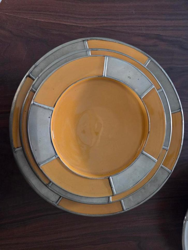 Set van 3 Marokkaanse schalen - Geel en Zilver, Huis en Inrichting, Keuken | Servies, Schaal of Schalen, Overige stijlen, Ophalen of Verzenden