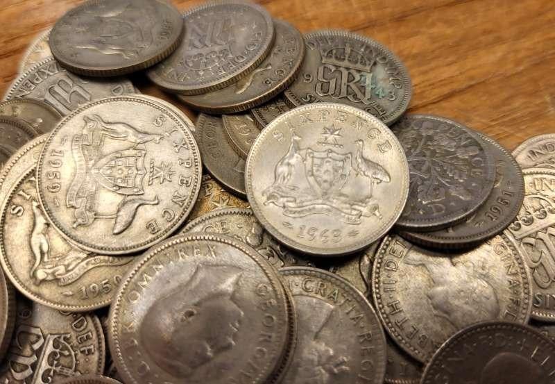 lot 50 zilveren 6 pence, Ophalen of Verzenden, Overige landen