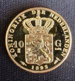 Officiële herslag vergulde10 gulden munt, Ophalen of Verzenden, Nederland, Munten