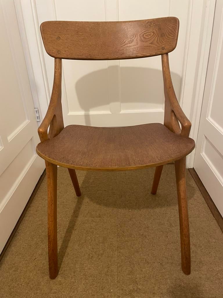 Vintage jaren 50 design stoel van Arne Hovmand Olsen, Ophalen, Scandinavisch design, Gebruikt, Bruin