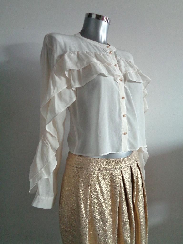 Zijden blouse met parels, maat small, Ophalen of Verzenden, Zo goed als nieuw, Maat 36 (S)