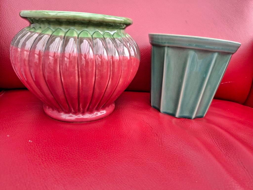 Set van 2 decoratieve plantenpotten, Tuin en Terras, Bloempotten, Ophalen of Verzenden, Zo goed als nieuw, Balkon, Overige vormen