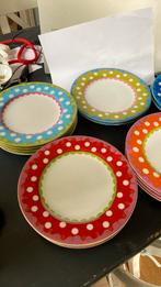 Lot oilily polka dot ontbijtbordjes 16 stuks, Ophalen of Verzenden, Zo goed als nieuw