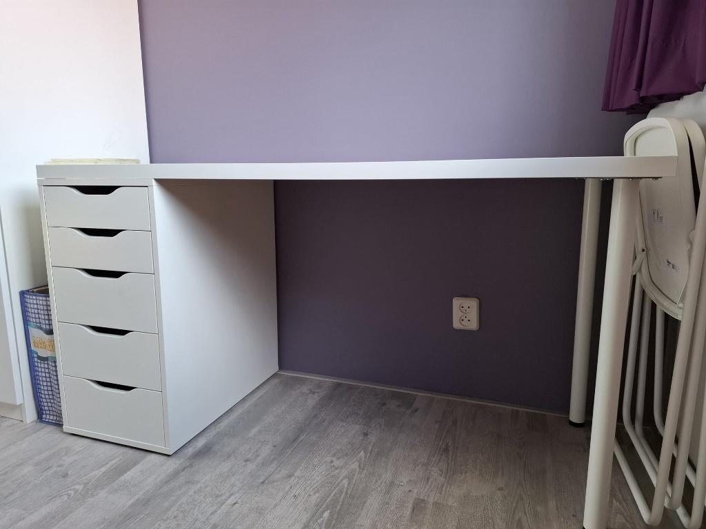 bureau wit, Huis en Inrichting, Bureaus, Nieuw, Schoolbureau, IKEA, Scandinavisch, Kunststof, Wit, Met lades, Ophalen
