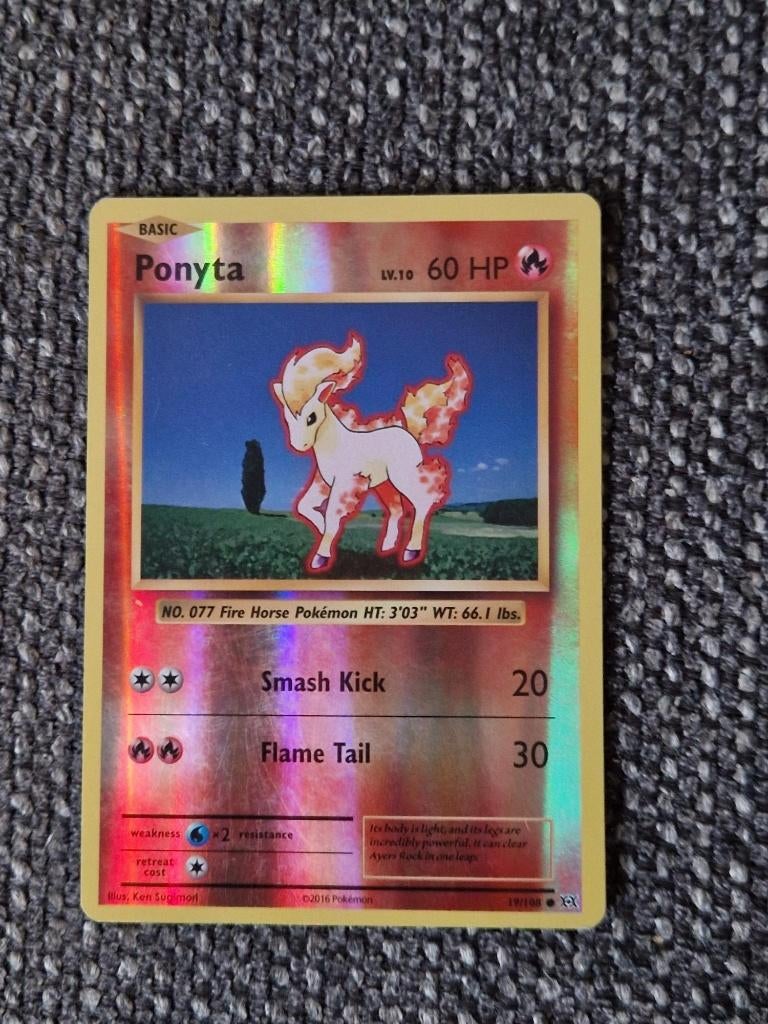 Pokémon #19/108 Ponyta  – LP – Alleen Bieden, Ophalen of Verzenden, Gebruikt, Losse kaart, Foil