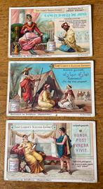 3 Liebig Vleesextract reclamekaarten - Geschiedenis Schrijfk, Verzamelen, Ophalen of Verzenden, Voor 1940, Gebruikt, Overige onderwerpen