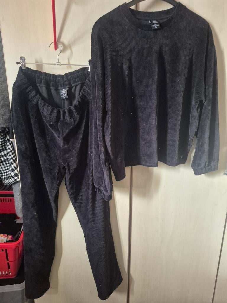 Sylvie Meis corduroy lounge set zwart XL, Ophalen of Verzenden, Zo goed als nieuw, Maat 46/48 (XL) of groter
