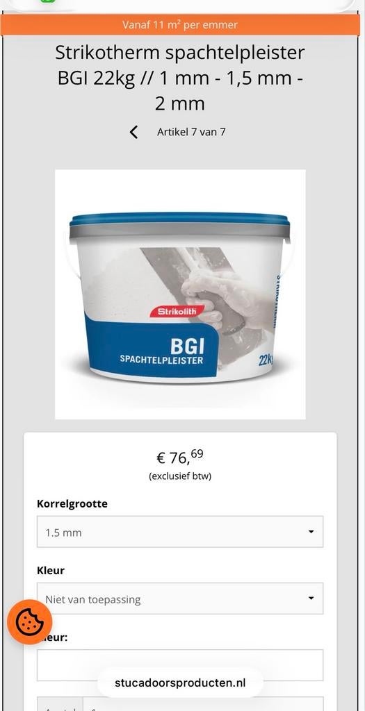 Strikolith bgi 1,5 mm spachtelpleister, Doe-het-zelf en Verbouw, Ophalen of Verzenden