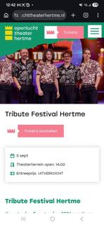 Gevraagd 2 tickets Hertme Tribute, Twee personen