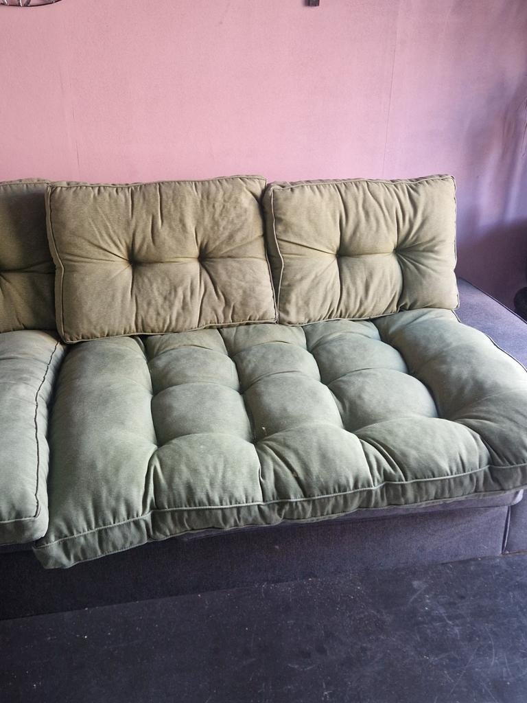 Donkergroene palletkussens - Gebruikt, nog prima!, Tuin en Terras, Tuinmeubel-accessoires, Ophalen of Verzenden, Gebruikt