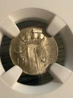 Absolute topper ms66 5 cent 1827 Willem I, Zilver, Ophalen of Verzenden, Koning Willem I, Losse munt