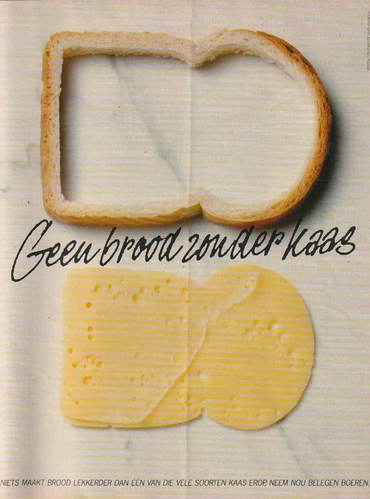 Retro reclame 1984 Kaas zuivel brood met belegen boerenkaas, Verzenden, Overige typen
