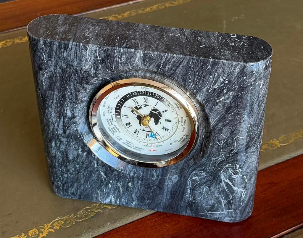 Vintage Bulova GMT wereld klok marmer Art - deco stijl, Verzenden