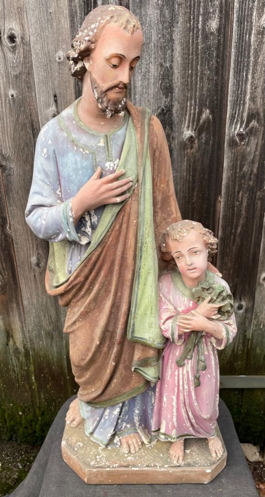groot heilige beeld van Jozef met kindje Jezus., Antiek en Kunst, Ophalen
