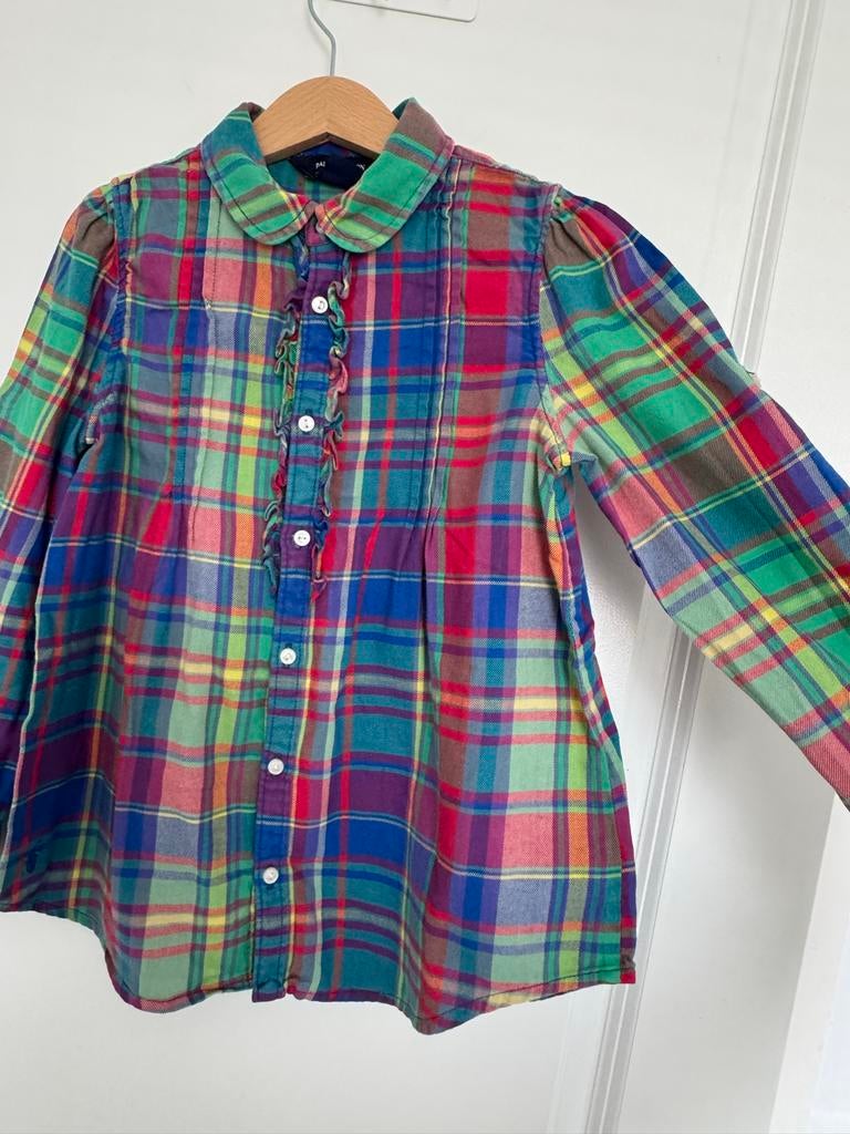 Ralph Lauren maat 116 geruit overhemd met ruches, Kinderen en Baby's, Kinderkleding | Maat 116, Ophalen of Verzenden, Gebruikt