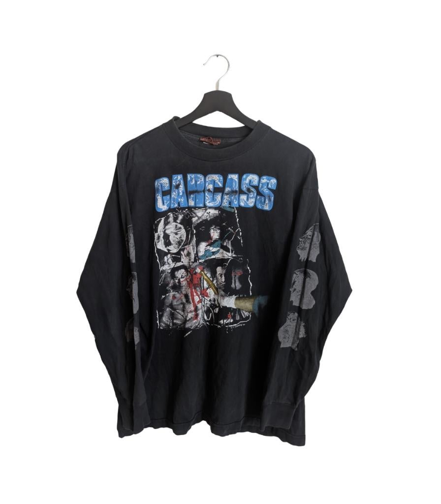carcass 90s longsleeve band shirt large black 4 sided, Vintage, Maat 52/54 (L), Vintage, Vintage
