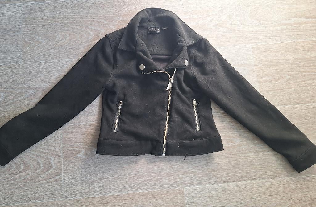 Zwart meisjes-jack, maat 134, Ophalen, Zo goed als nieuw, Meisje, Jas