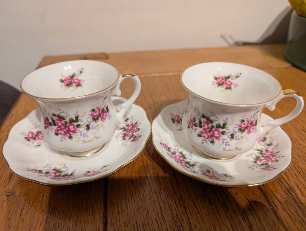 Set kop en schotels Royal Ascot society rose, Ophalen of Verzenden