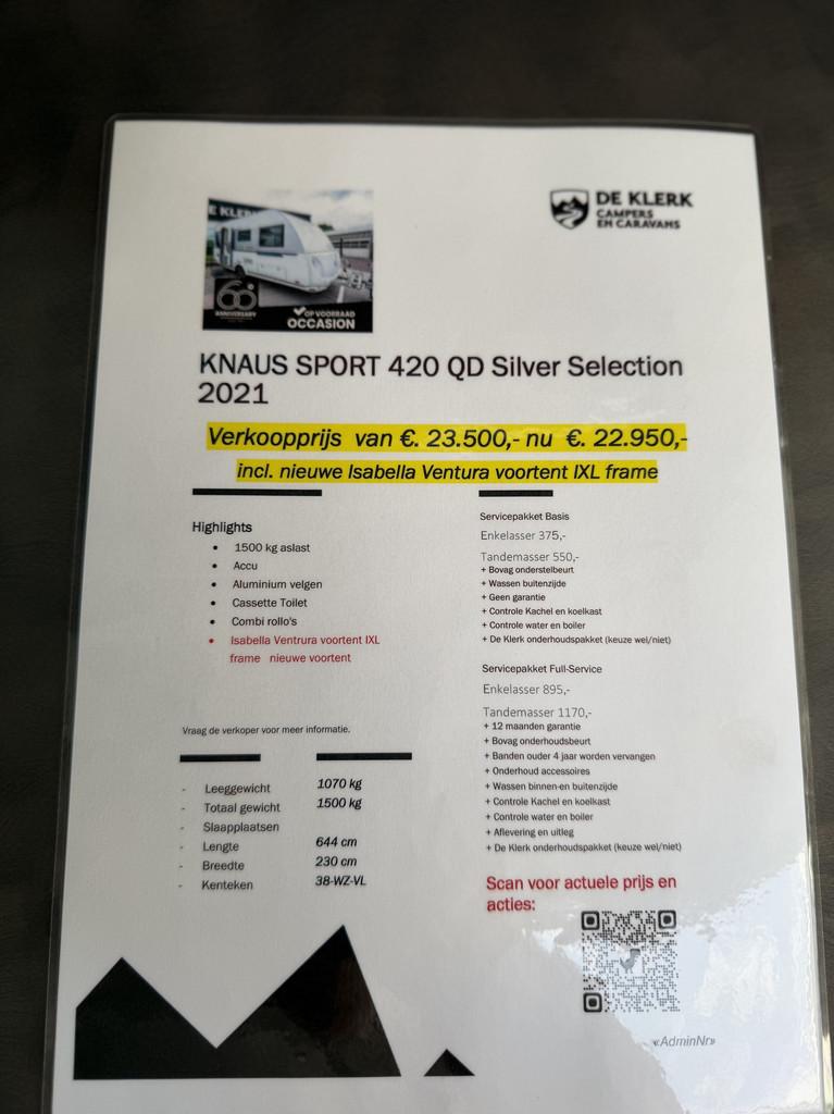 Knaus SPORT 420 QD Silver Selection Weekend aanbieding van 2, Bedrijf, Info@deklerkcaravans.nl, Knaus, Klerk Caravans, de