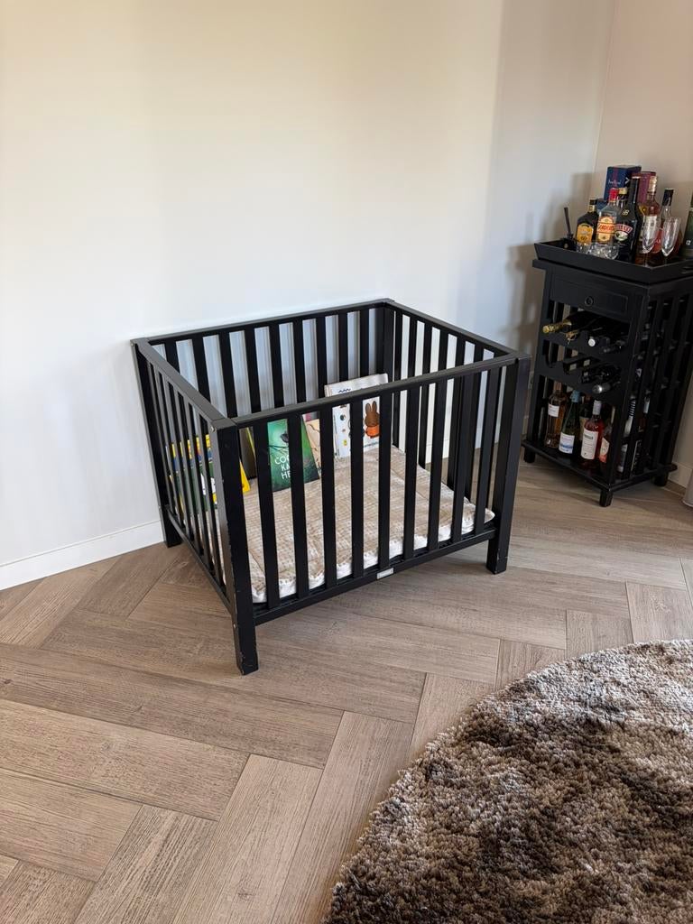 Bopita box zwart incl. Kleed, Kinderen en Baby's, Boxen, Ophalen, Gebruikt, Rechthoekig, In hoogte verstelbaar