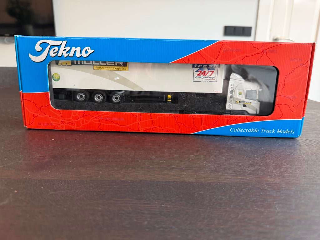 Tekno Muller Scania model 9905A - Nieuw in verpakking, Hobby en Vrije tijd, Modelauto's | 1:50, Ophalen, Nieuw, Bus of Vrachtwagen