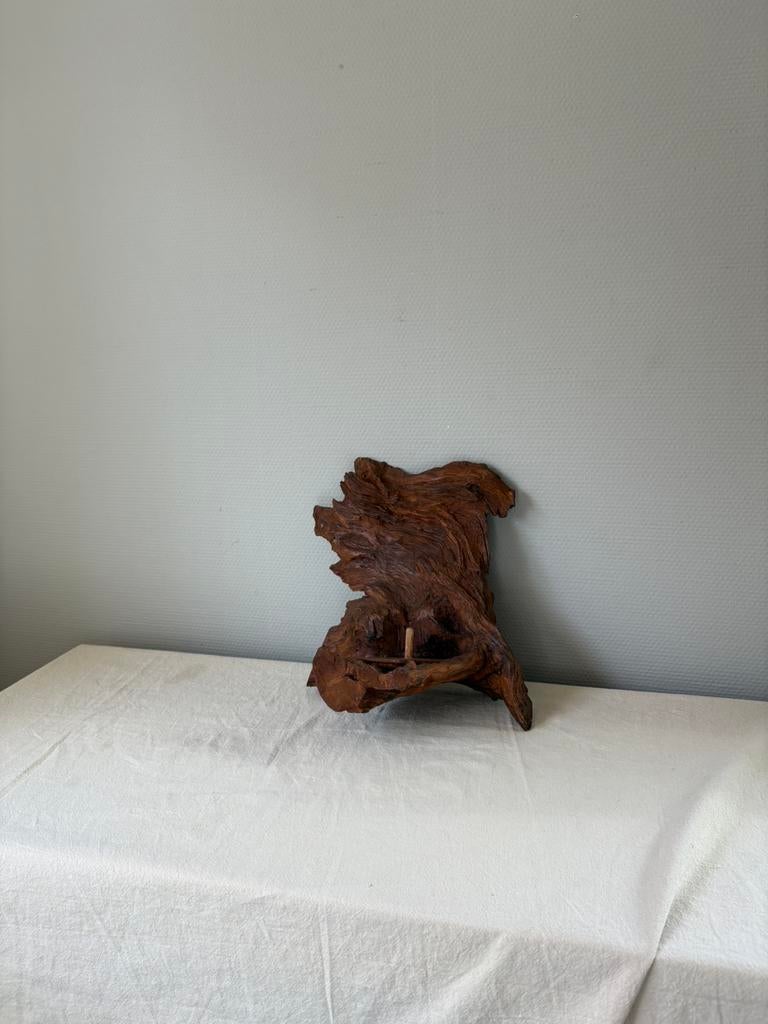 Vintage houten wandkandelaar h27cm, Ophalen of Verzenden, Zo goed als nieuw, Kandelaar, Hout