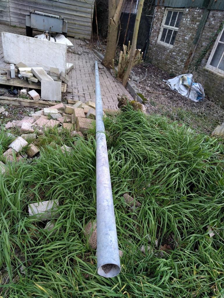 6 meter stalen buis verzonken, Telecommunicatie, Antennes en Masten, Ophalen, Mast