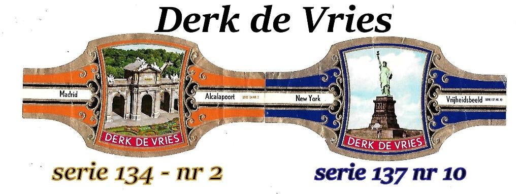 2 sigarenbandjes derk de vries serie137 - 10 + serie 134 -, Ophalen of Verzenden, Zo goed als nieuw, Sigarenbandjes