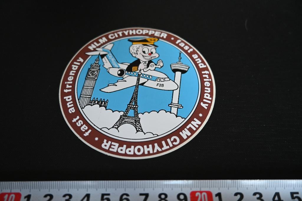sticker Fokker F28  NLM CityHopper friendly all the time *, Ophalen, Zo goed als nieuw