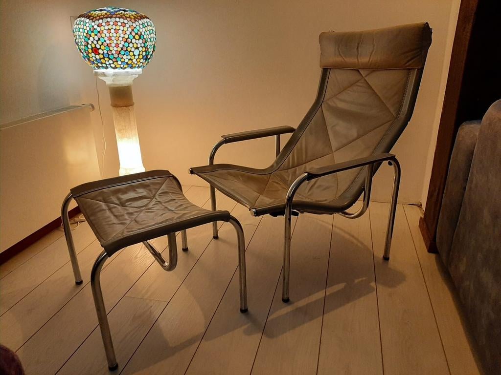 Strässle Hans Eichenberger HE-113 Lounge Chair & Ottoman – D, Huis en Inrichting, Fauteuils, Vintage, Japans Design, Mid-century Modern