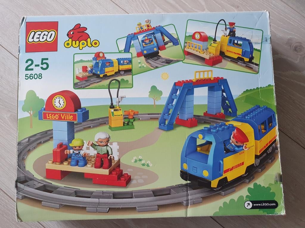 Treinset 5608 en 2x extra Railsset 2734, Gebruikt, Ophalen of Verzenden, Compleet, Duplo