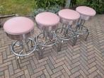 4 roze Amerikaanse Bel Air barkrukken retro fifties sixties, Ophalen, 60 tot 90 cm, Met voetsteun, Zo goed als nieuw