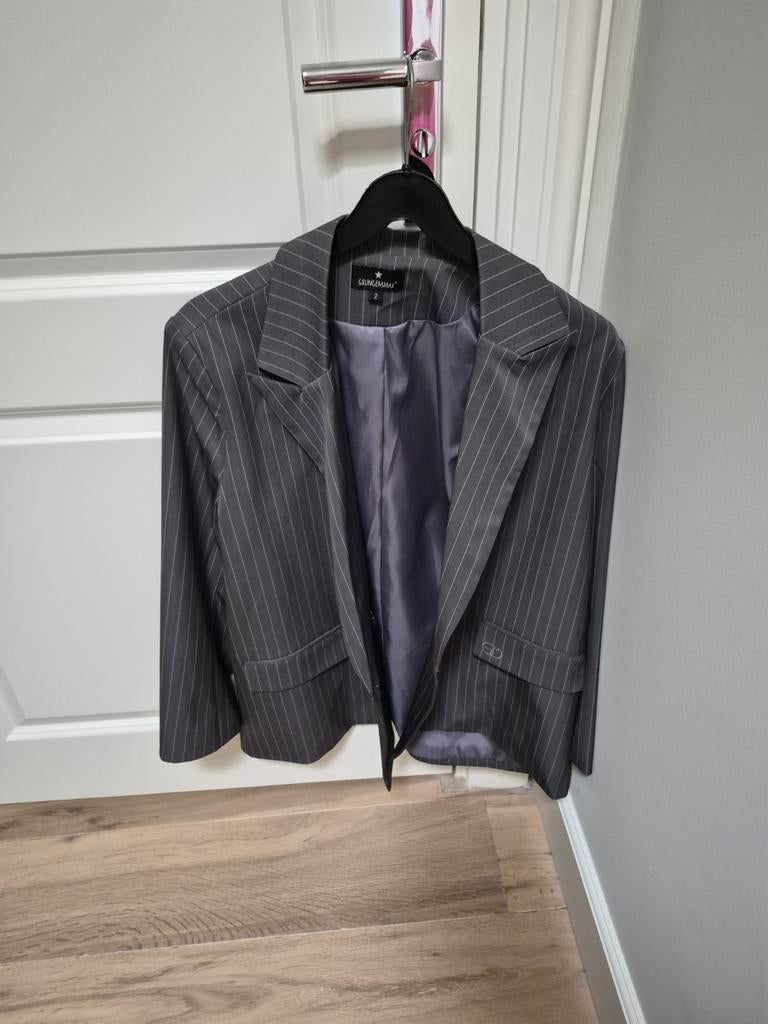 Krijtstreep colbert, Kleding | Dames, Jasjes, Kostuums en Pakken, Verzenden, Zo goed als nieuw, Maat 38/40 (M), Zwart