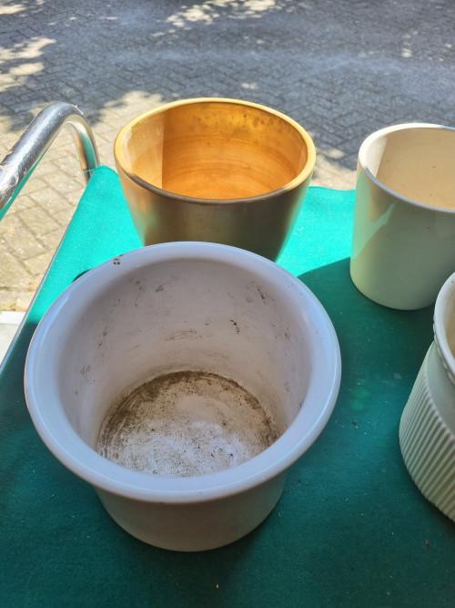 Bloempotten wit creme goud verschillende, Tuin en Terras, Bloempotten, Ophalen of Verzenden, 'T Olde Gre-j, Info@toldegrej.nl