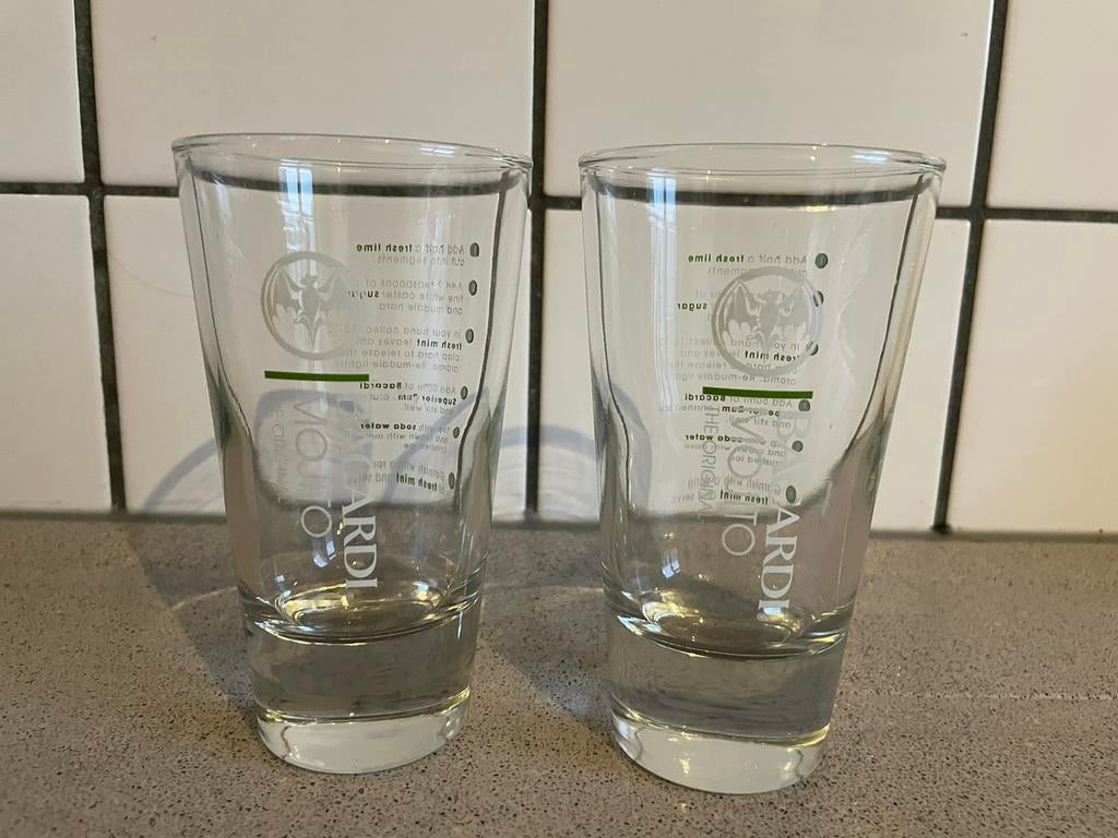 2 Bacardi Mojito glazen, Ophalen of Verzenden, Zo goed als nieuw, Gebruiksvoorwerp
