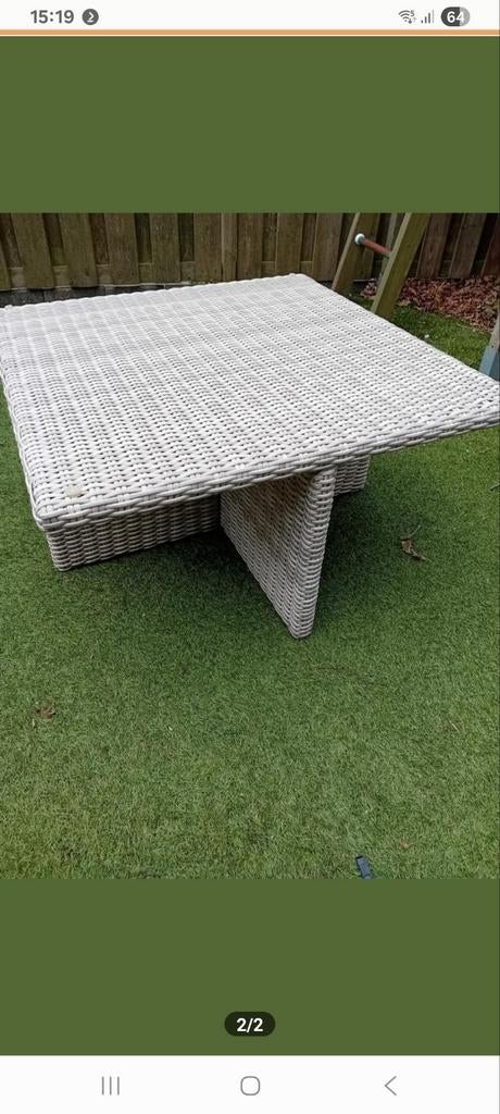 Wicker tuintafel 87 x 87  -  vierkant, Ophalen, Gebruikt, Vierkant, Kunststof