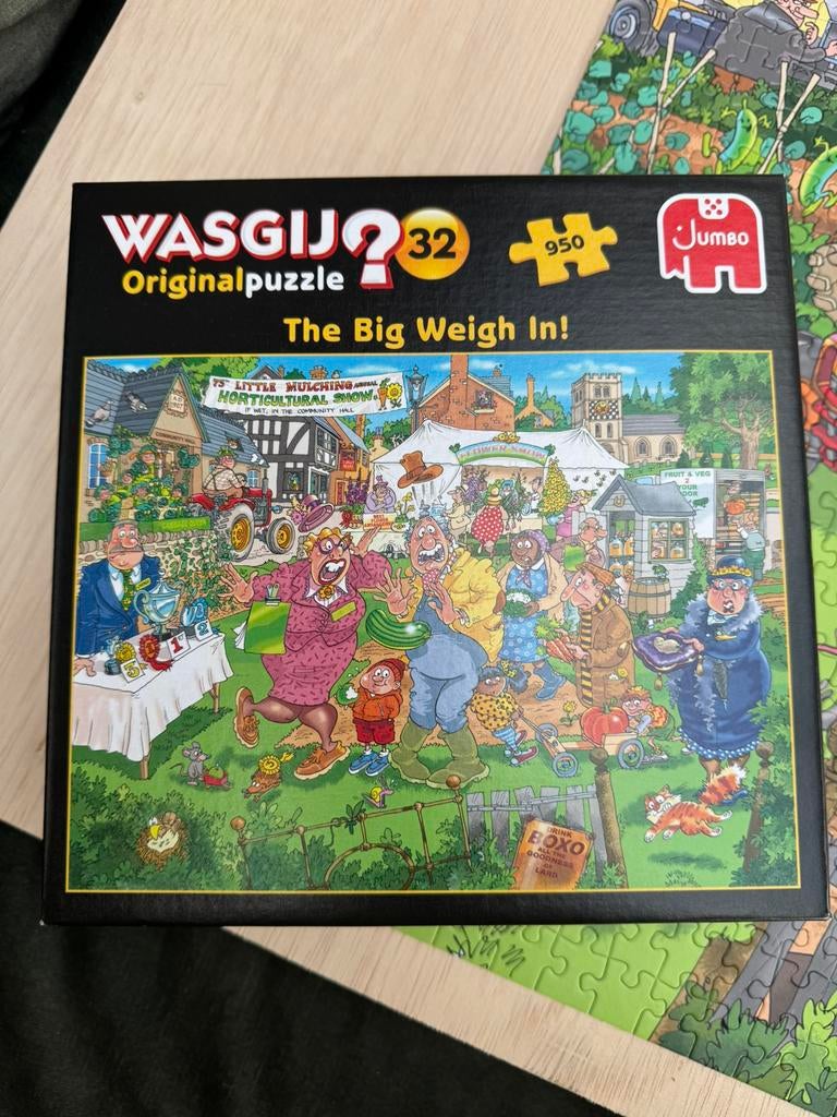 Wasgij original puzzel nr 32 The big weigh in!, Ophalen of Verzenden, 500 t/m 1500 stukjes, Gebruikt, Legpuzzel