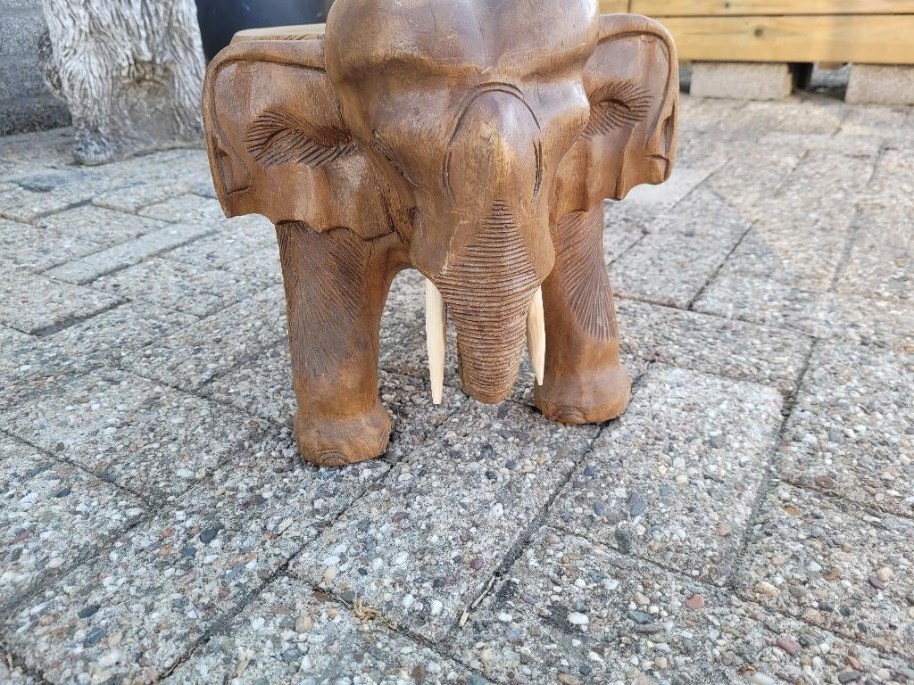 handgemaakt teak hout grote olifanten beeld, Antiek en Kunst, Ophalen of Verzenden, Houtsnijwerk