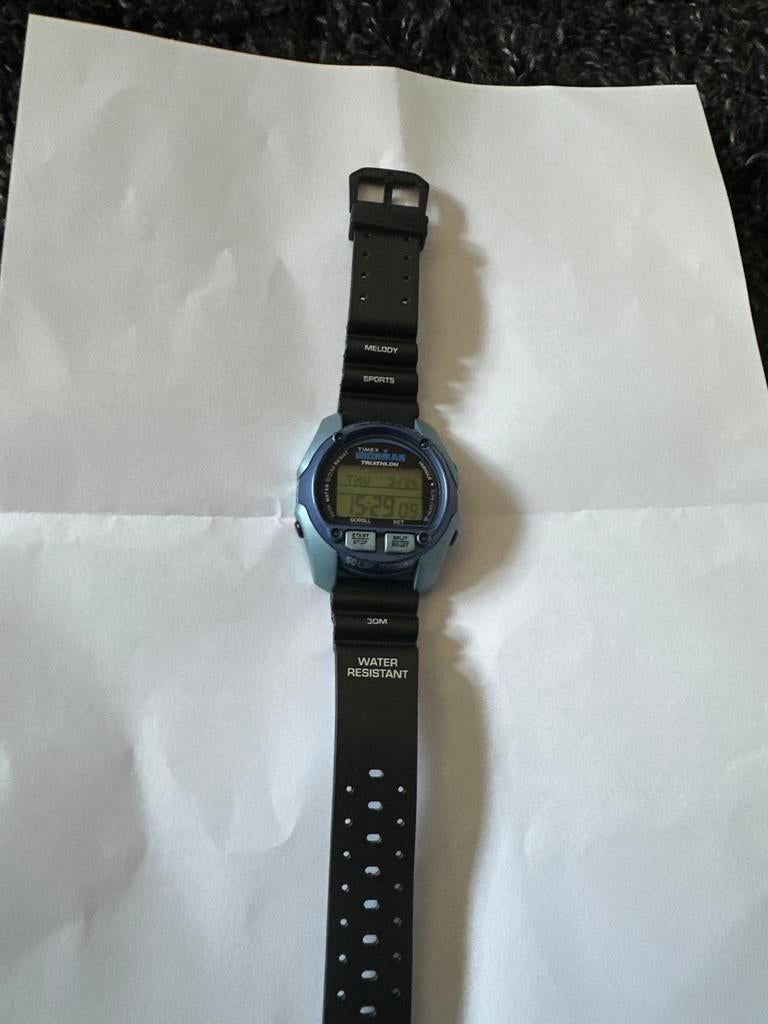 Timex Ironman Triathlon Indiglo VINTAGE  - Waterbestendig, Blauw, Hartslag, Nieuw, Ophalen of Verzenden