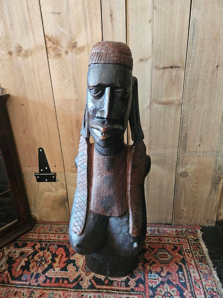 Groot Afrikaans houten beeld van een vrouw, Ophalen of Verzenden
