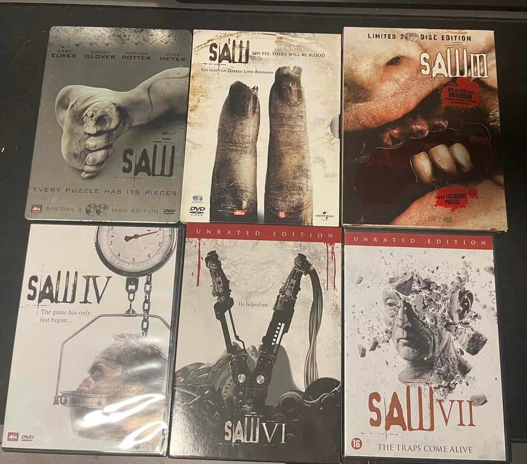 Saw (Deel 1-2-3-4-6-7), Cd's en Dvd's, Dvd's | Horror, Vanaf 16 jaar, Ophalen of Verzenden, Zo goed als nieuw, Slasher