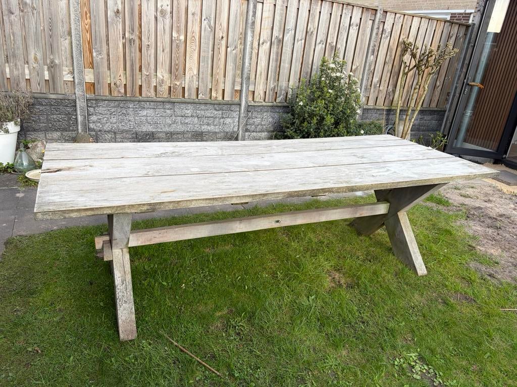 Houten tuintafel 250cm, Tuin en Terras, Tuintafels, Ophalen, Gebruikt, Rechthoekig, Hout