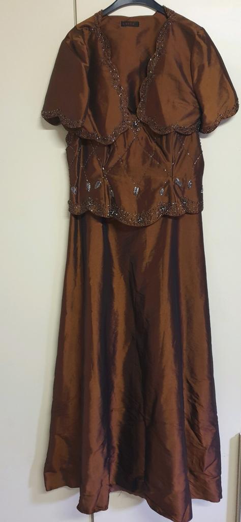 Elegante Bruine Galajurk met Bolero - Maat xl, Ophalen, Galajurk, Bruin, Maat 46/48 (XL) of groter