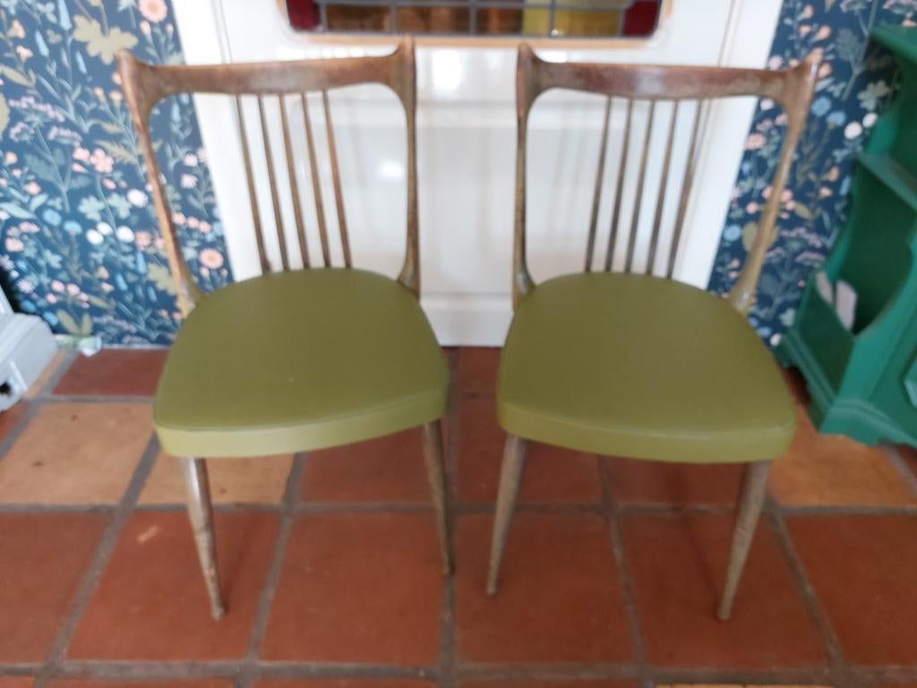 2x vintage stoelen/eetkamerstoelen Stevens, Antiek en Kunst, Ophalen
