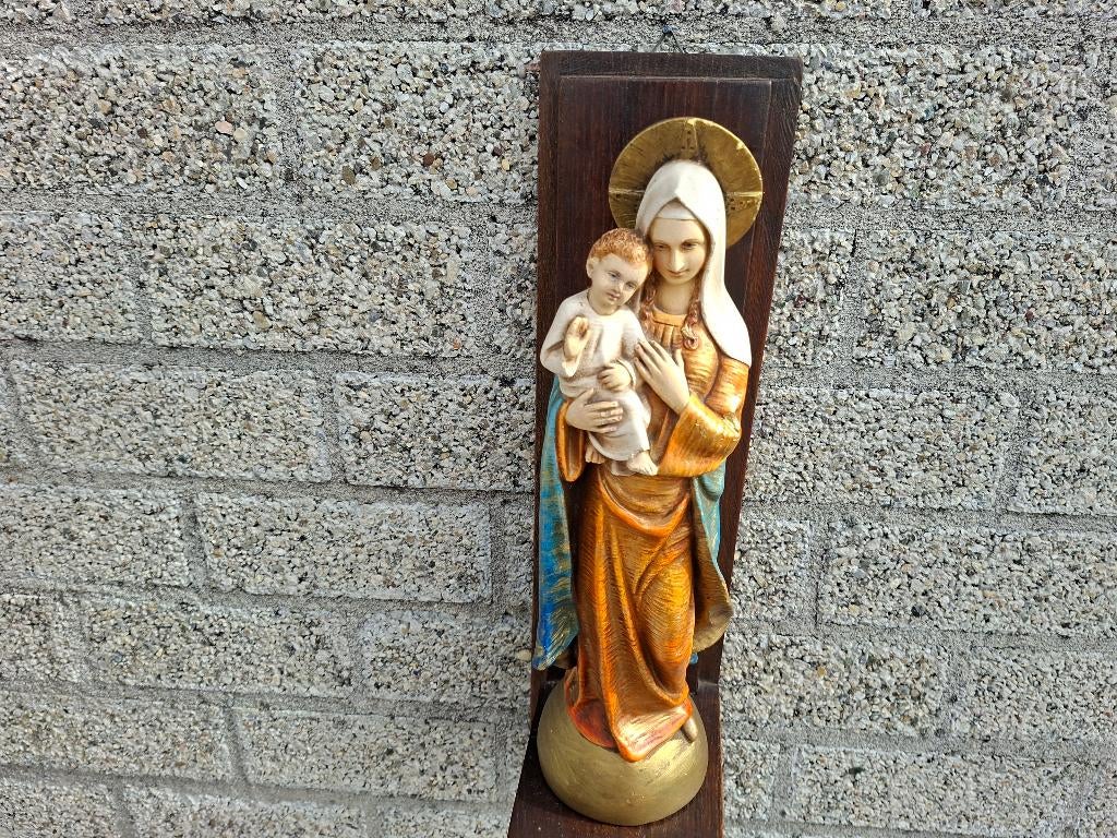 mooi gave antiek porselein beeld maria met baby in de hand, Antiek en Kunst, Antiek | Religie, Ophalen of Verzenden