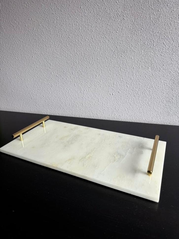 Marmer dienblad blad onderzetter etagère, Huis en Inrichting, Woonaccessoires | Dienbladen, Gebruikt, Rond, Ophalen