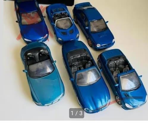 5 blauwe schaal 1:24 verschillende auto’s, Hobby en Vrije tijd, Modelauto's | 1:24, Ophalen of Verzenden, Zo goed als nieuw, Auto