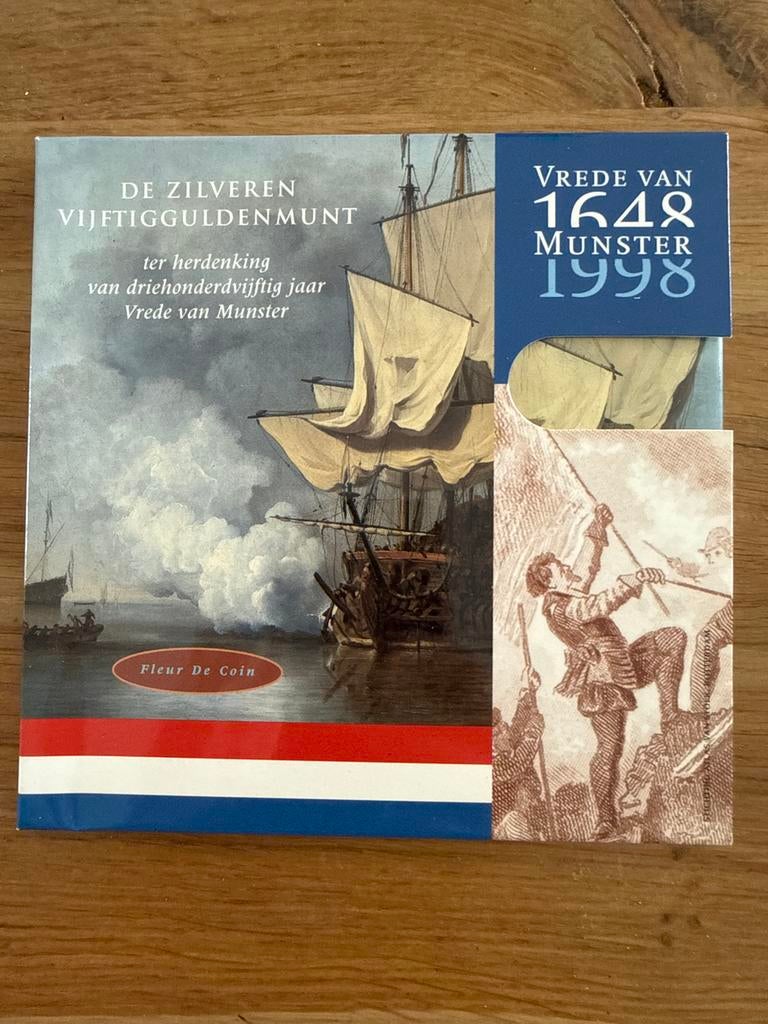Zilveren 50 gulden munt 1998 - Vrede van Münster, Postzegels en Munten, Koningin Beatrix, Zilver, Ophalen of Verzenden, Losse munt