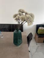 Glazen vaas met kunstbloemen - Groen, 50 tot 75 cm, Ophalen of Verzenden, Groen, Glas