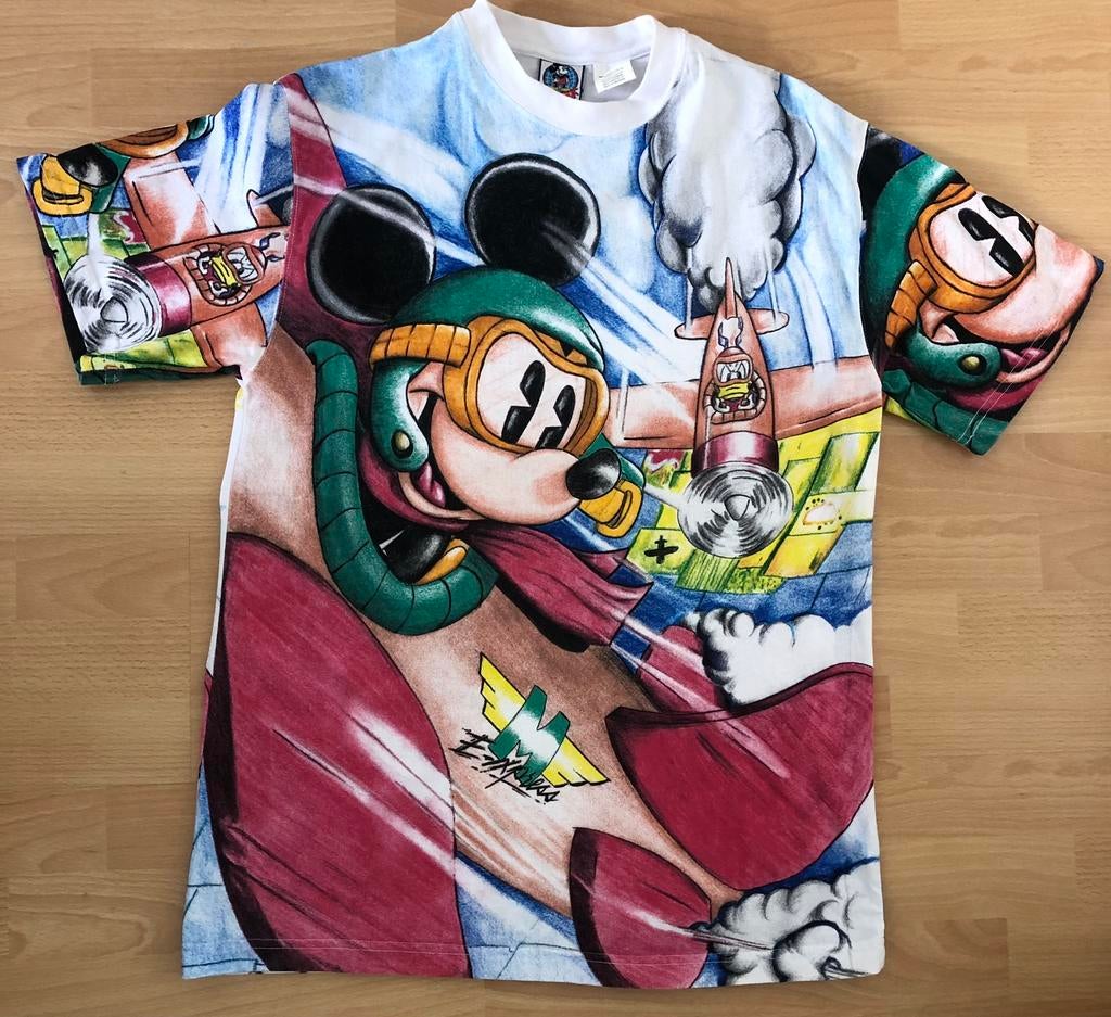 Vintage Disney ‘all over print’  Mickey’s World | jaren 90, Kleding | Heren, Ophalen of Verzenden, Zo goed als nieuw, Maat 52/54 (L)